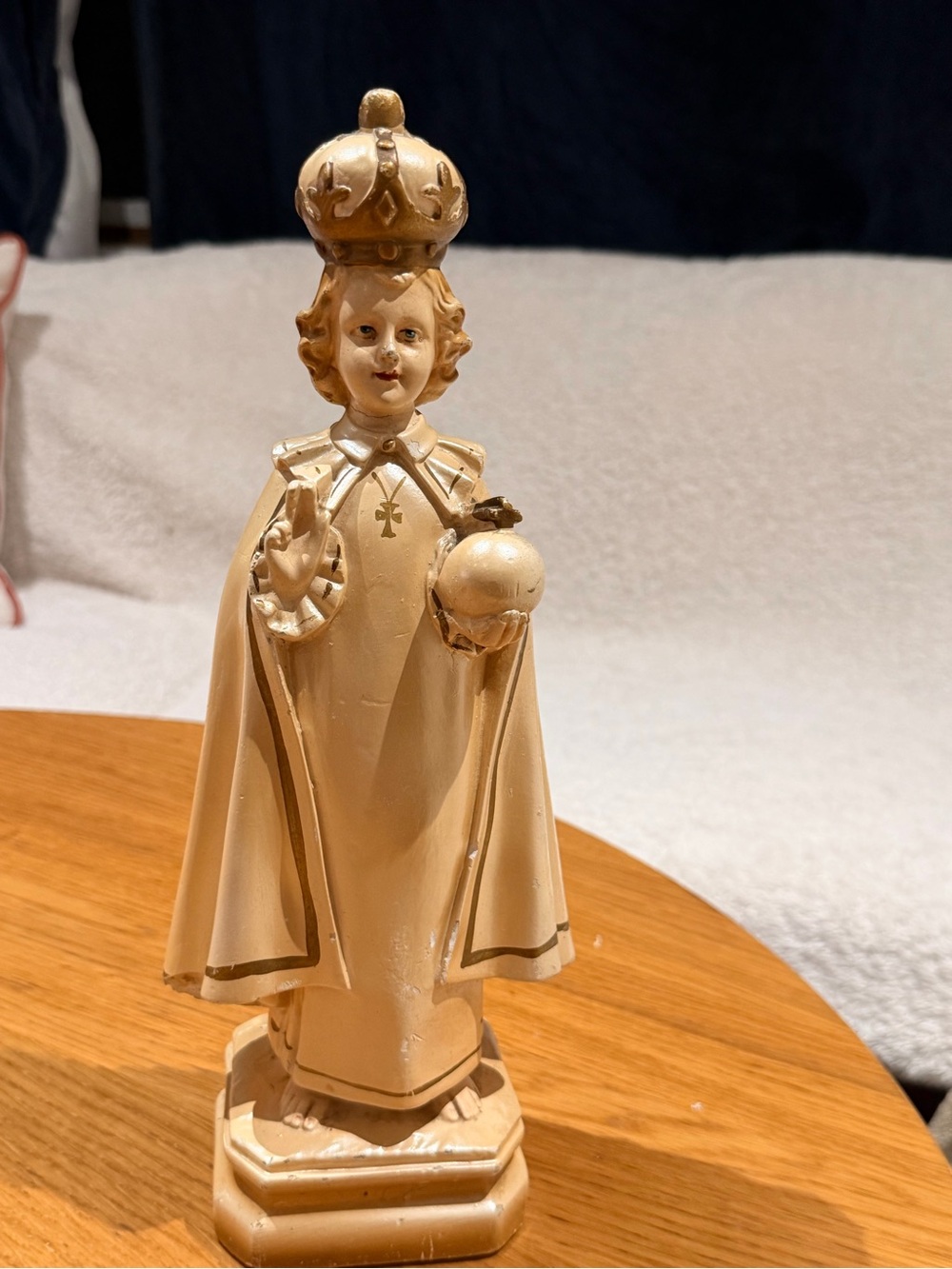 ANTIQUE 1941 T.M. O' CONNELL JESUS INFANT OF PRAGUE CHALKWARE RELIGIOUS STATUE